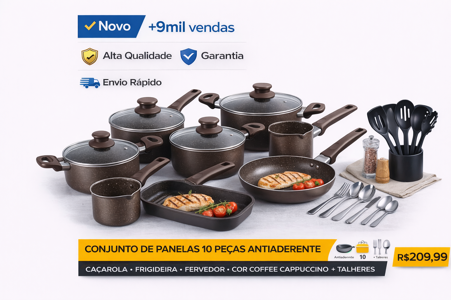 conjunto de panelas e utensalios cappuccino 8TYuZoSo5pm74pNA